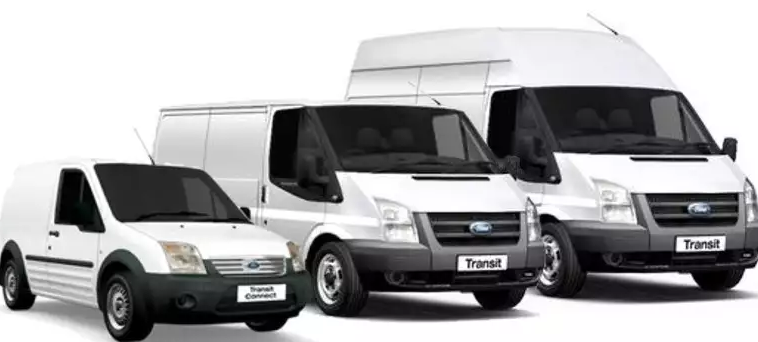 white Ford vans for hire